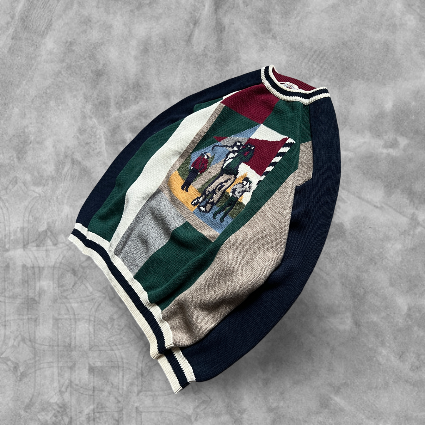 Multicolored Golf Knit Sweater 1900s (XL)