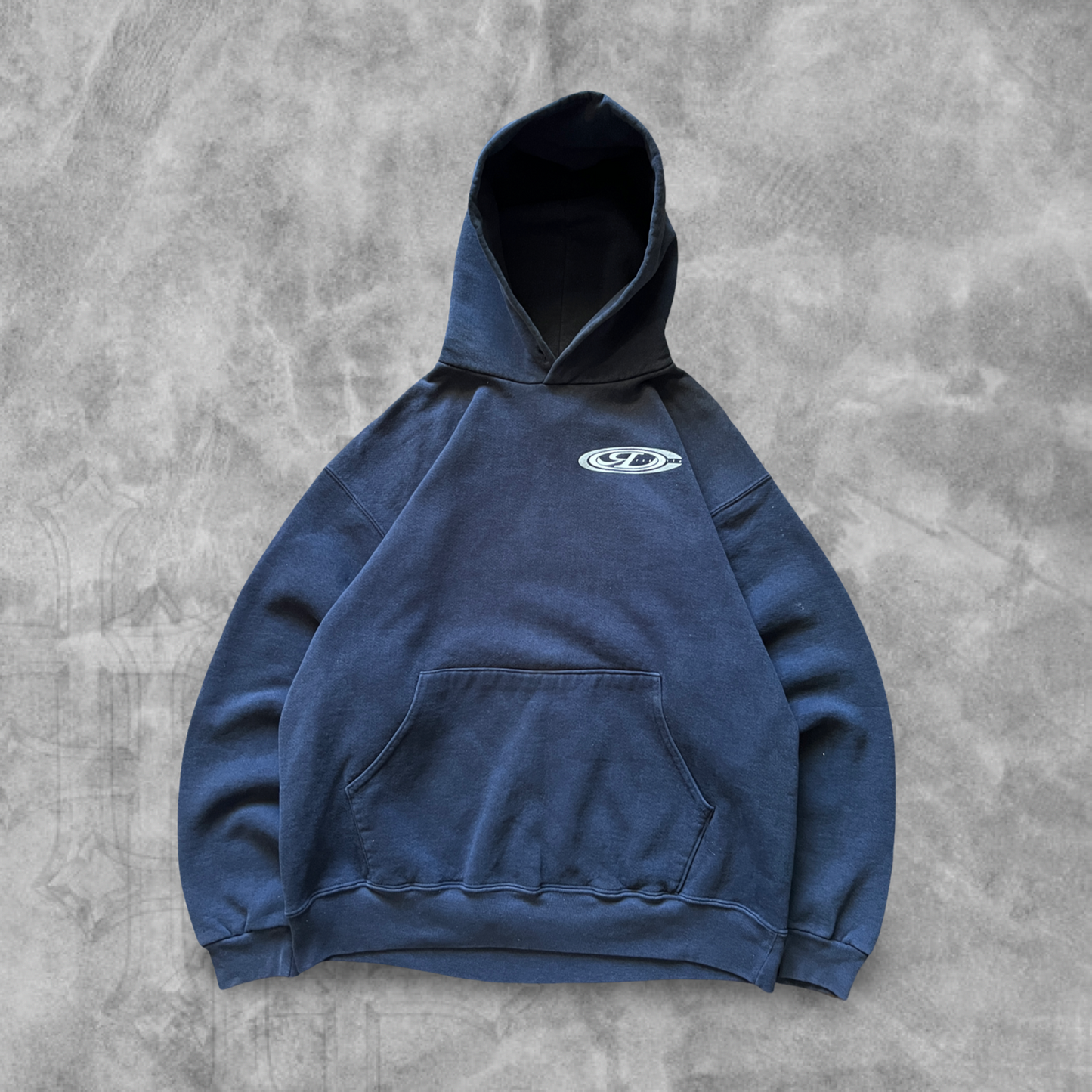 Navy Blue Real Life Hoodie 1990s (L)