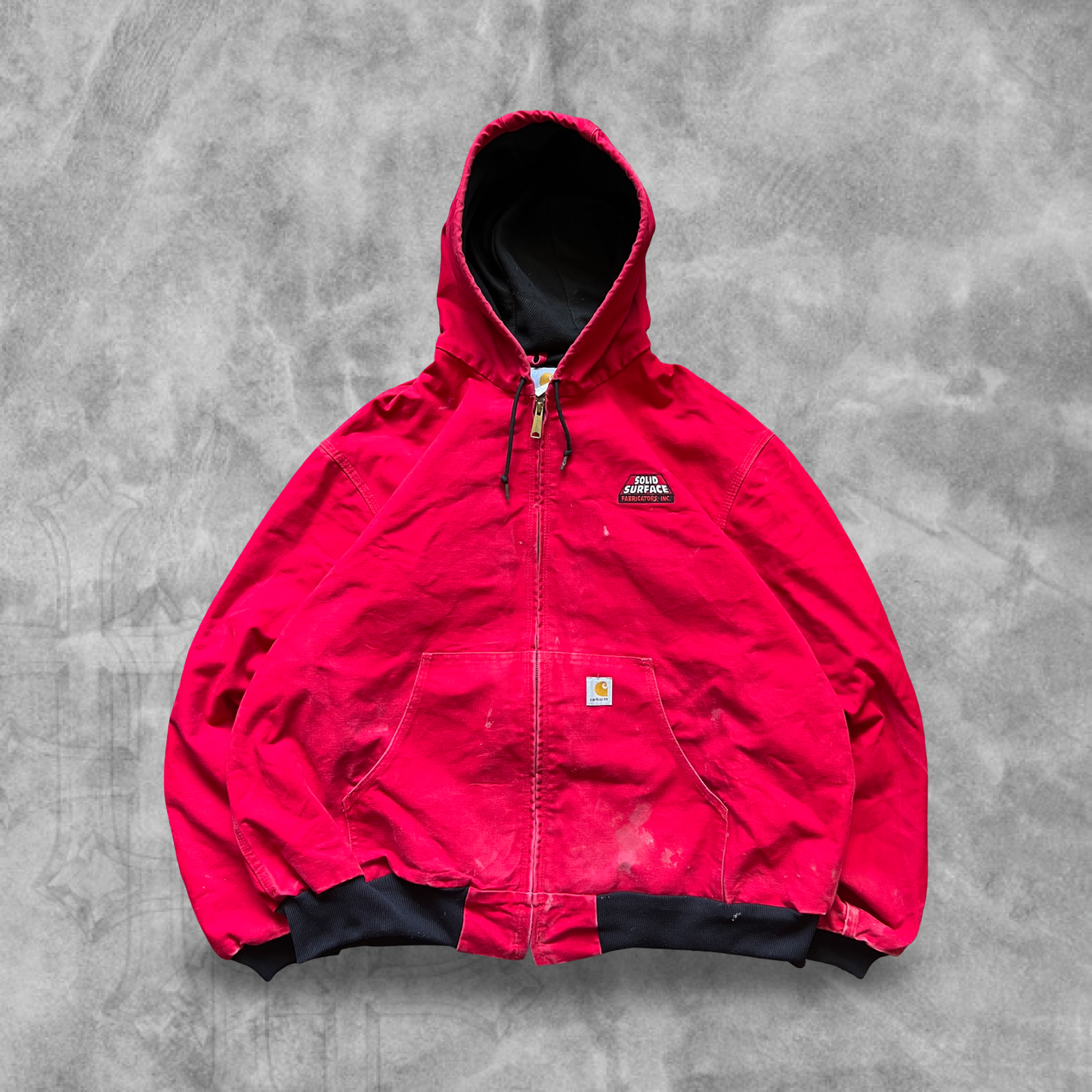 Cherry Red Carhartt Hooded Jacket 1990s (XXL)