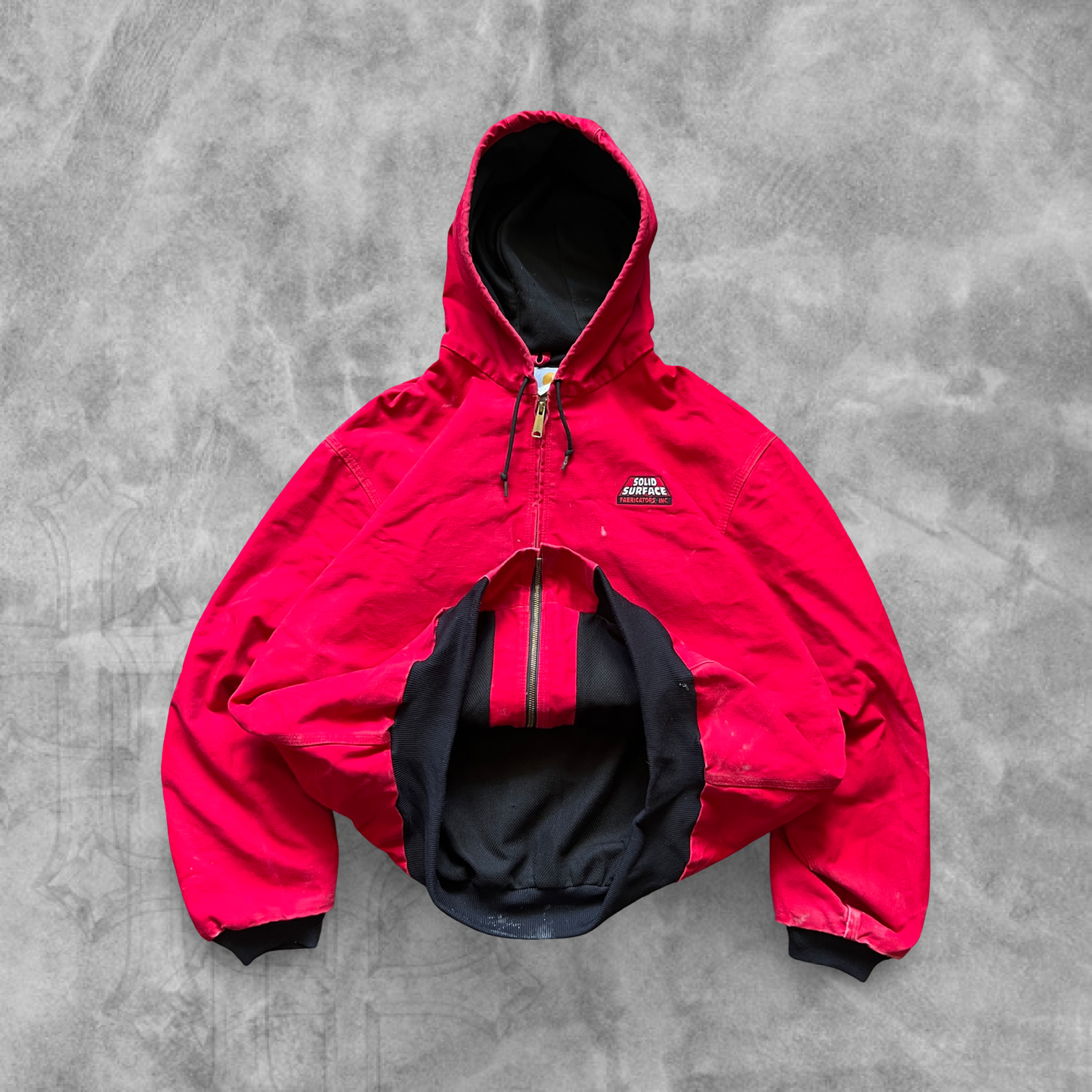 Cherry Red Carhartt Hooded Jacket 1990s (XXL)