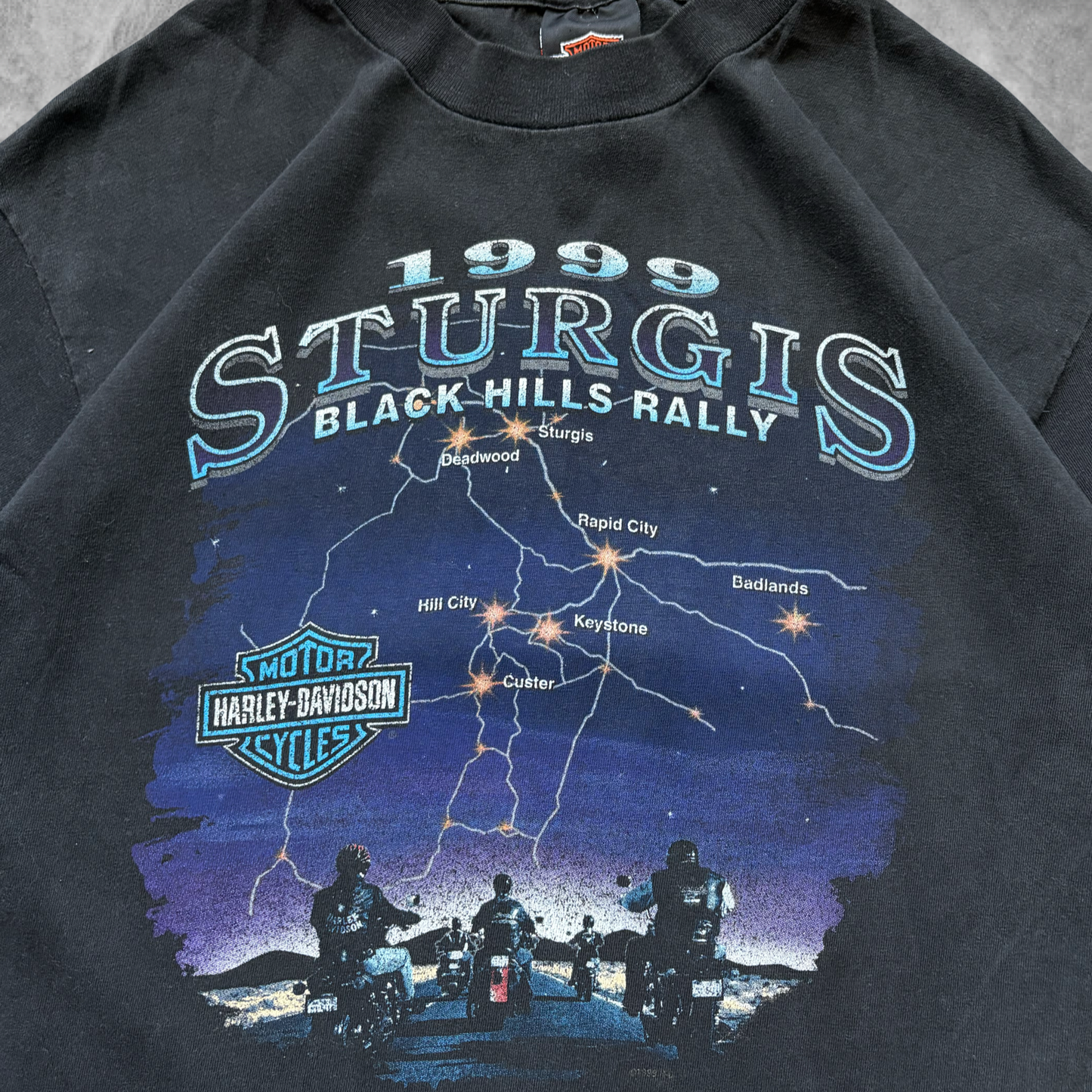 Faded Black Harley Davidson Sturgis Rally Shirt 1990s (L)