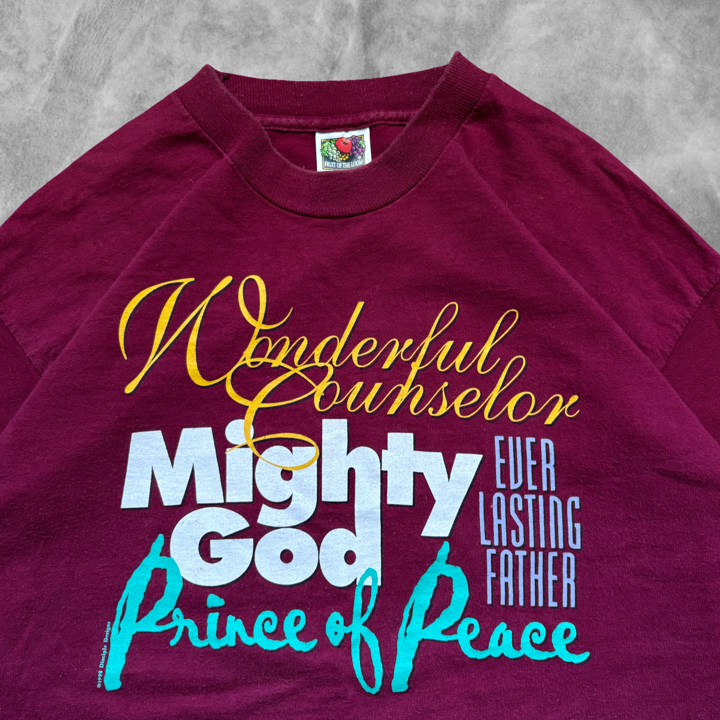 Maroon Wonderful Counselor Jesus Shirt 1990s (L)