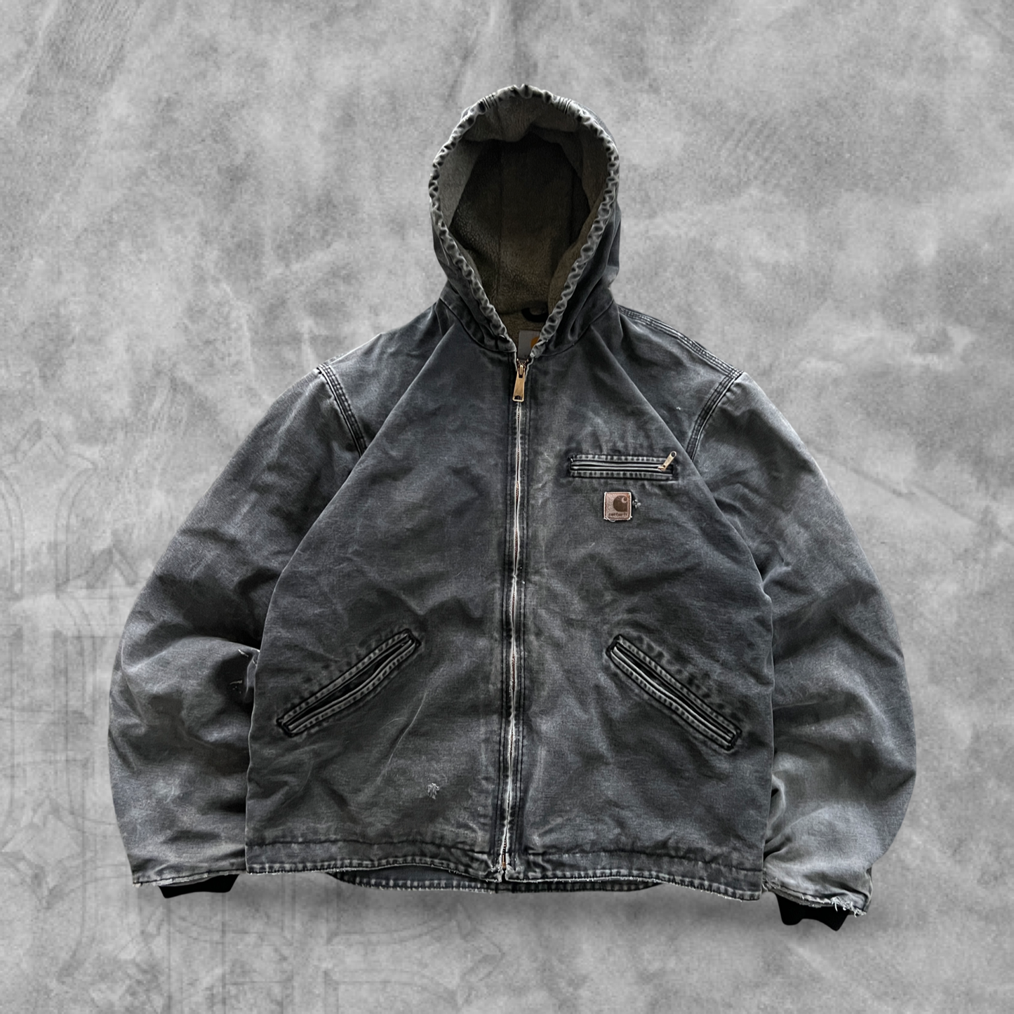 Faded Distressed Carhartt Hooded Jacket 2000s (L)