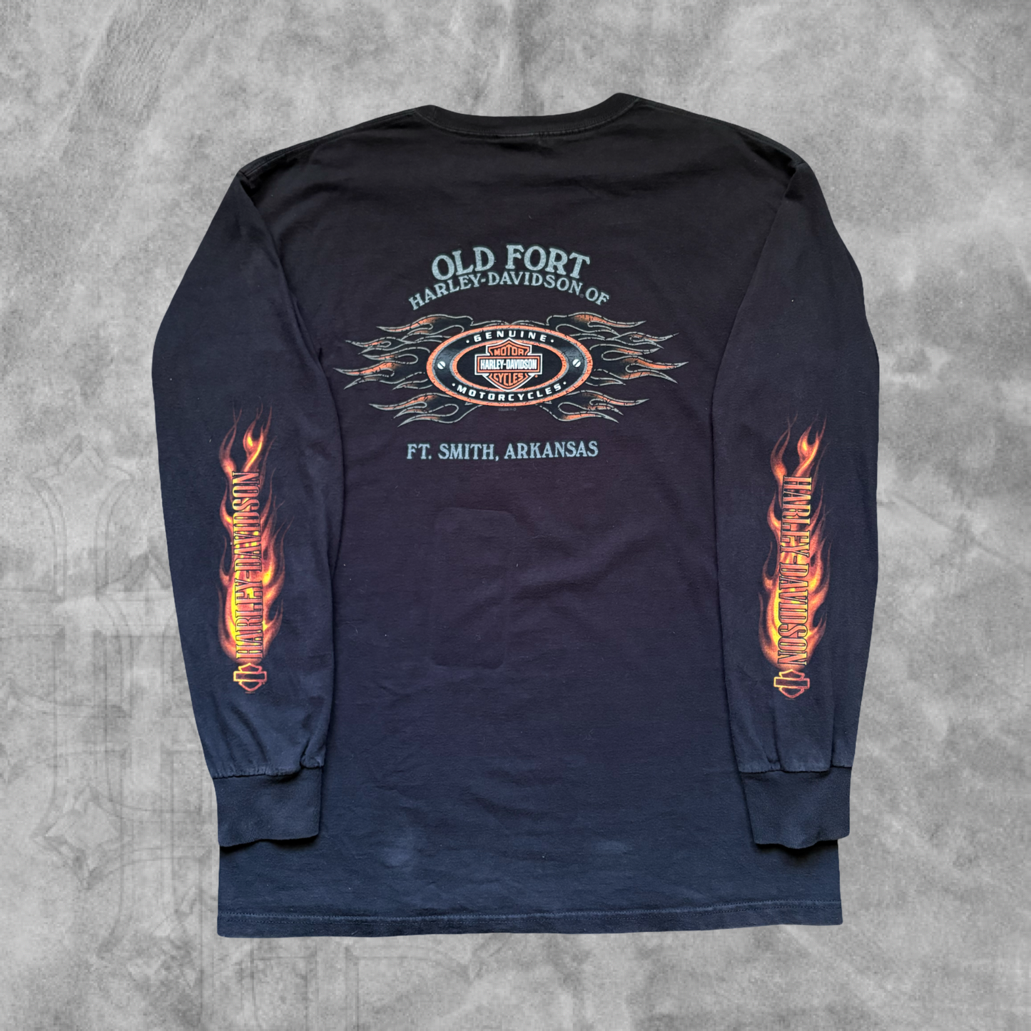 Black Harley Davidson Flame Long Sleeve Shirt 2000s (XL)