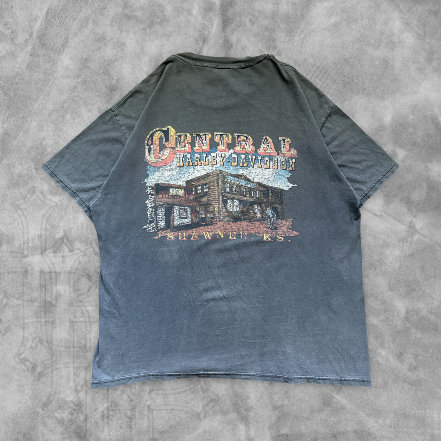 Faded Black Harley Davidson Alien Shirt 1990s (XL)