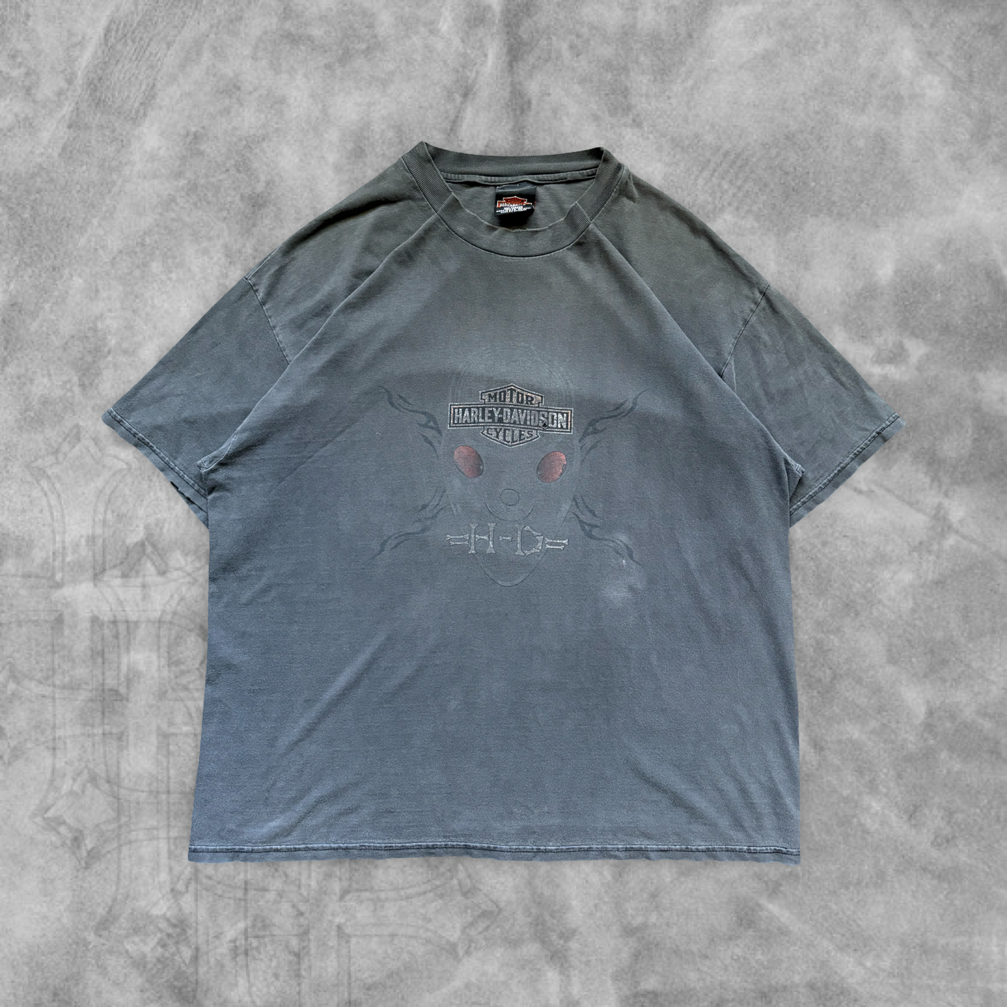 Faded Black Harley Davidson Alien Shirt 1990s (XL)