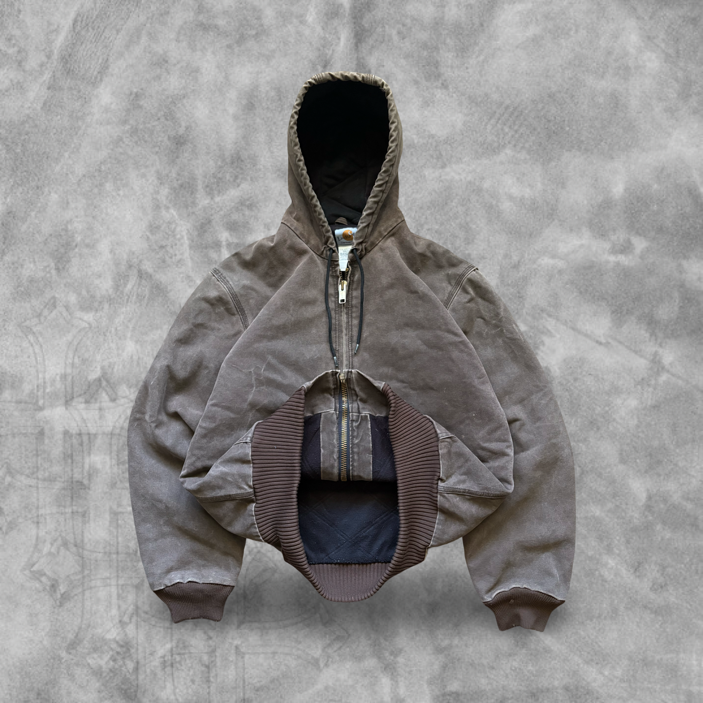Mocha Brown Carhartt Hooded Jacket 1990s (M)
