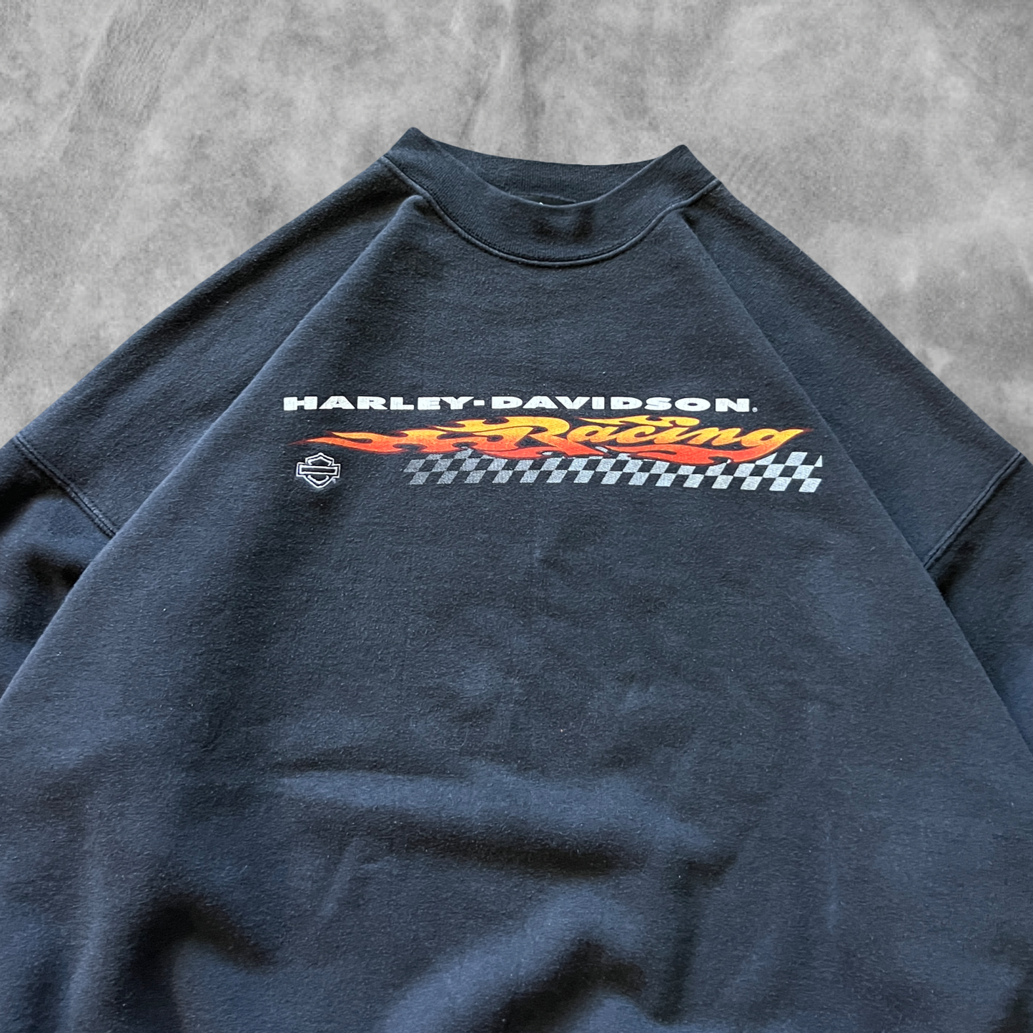 Black Harley Davidson Racing Sweatshirt 1990s (XL)