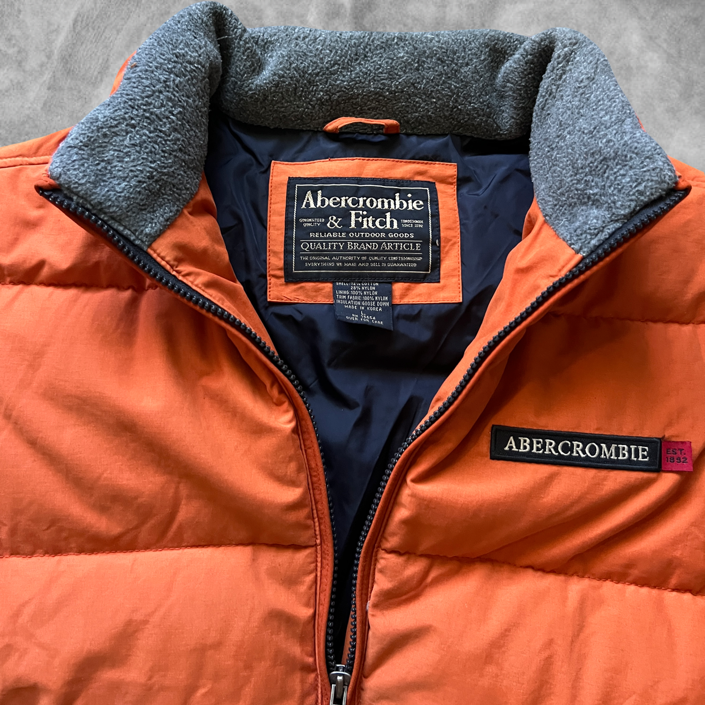 Orange Abercrombie Puffer Vest 1990s (L)