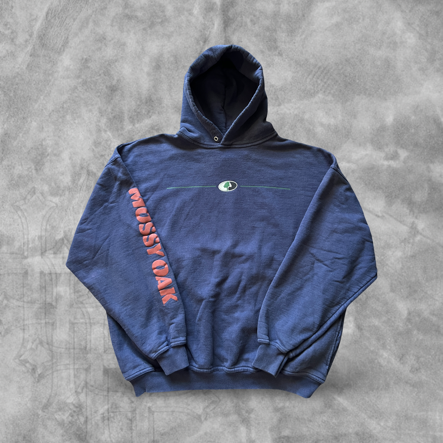 Navy Blue Mossy Oak Hoodie 1990s (XL)