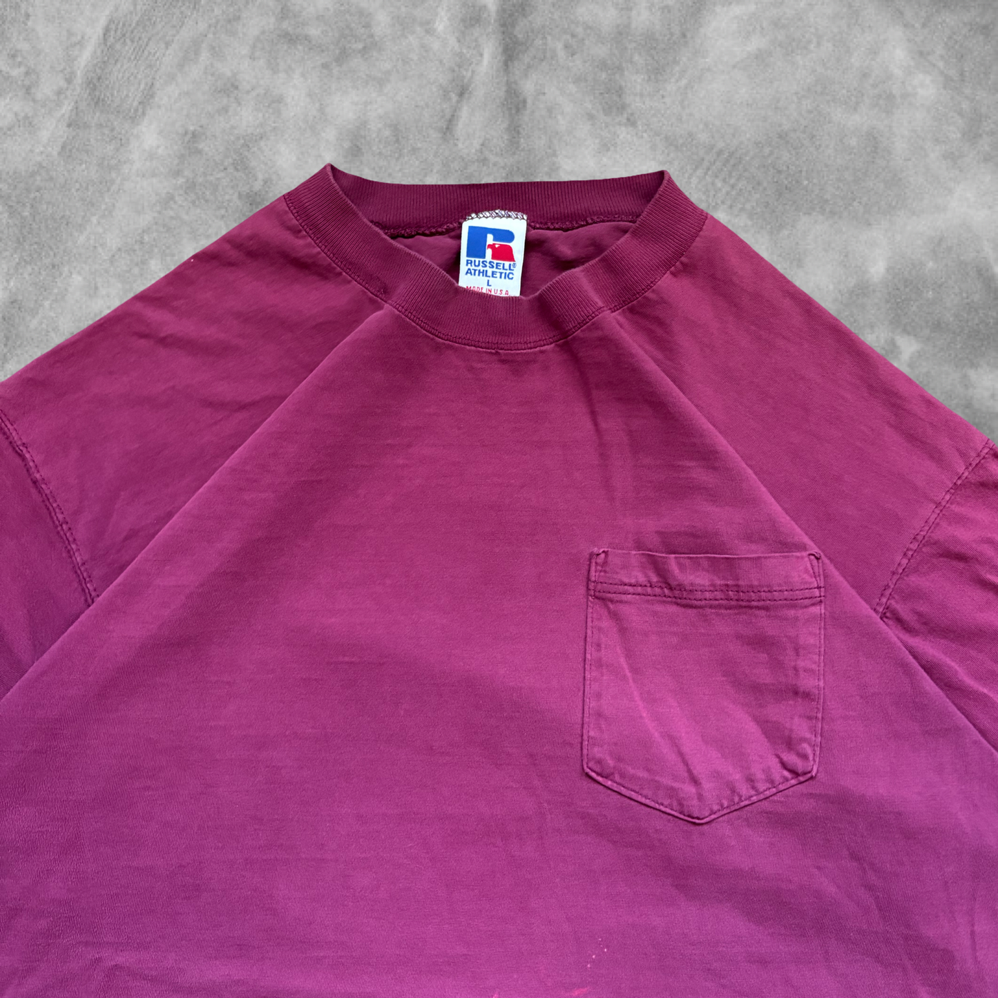 Faded Maroon Russell Pocket Shirt 1990s (XL)