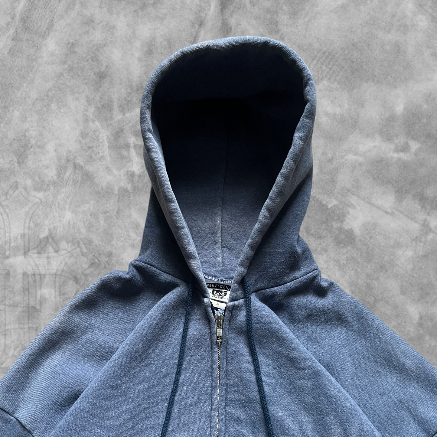 Faded Sky Blue Lee Hooded Jacket 1990s (XL)