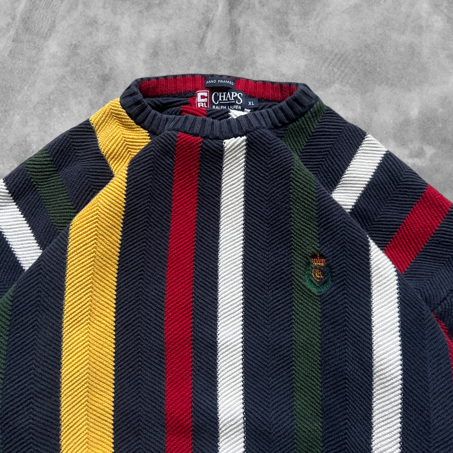 Multicolored Striped Chaps Ralph Lauren Knit Sweater 1990s (L)