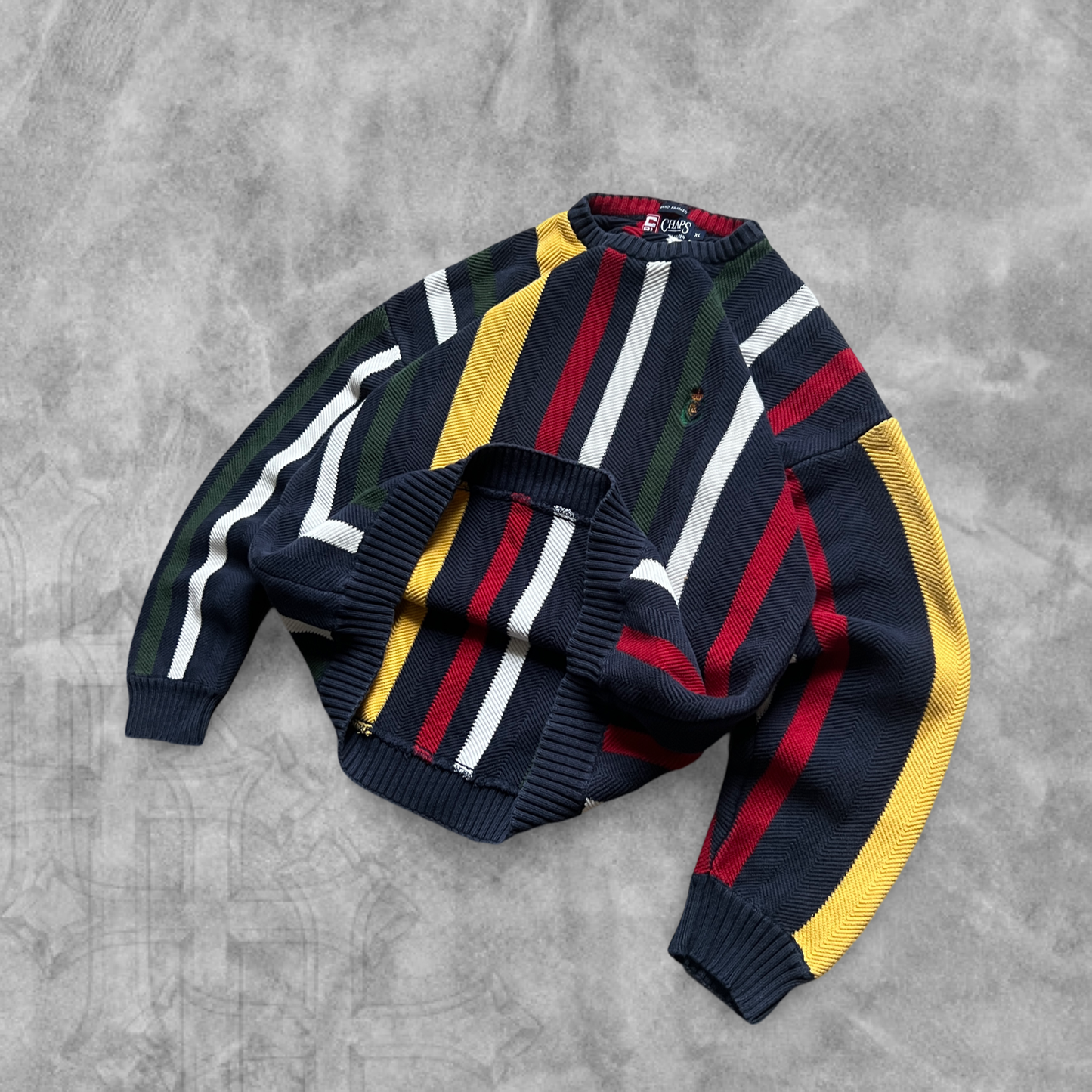 Multicolored Striped Chaps Ralph Lauren Knit Sweater 1990s (L)