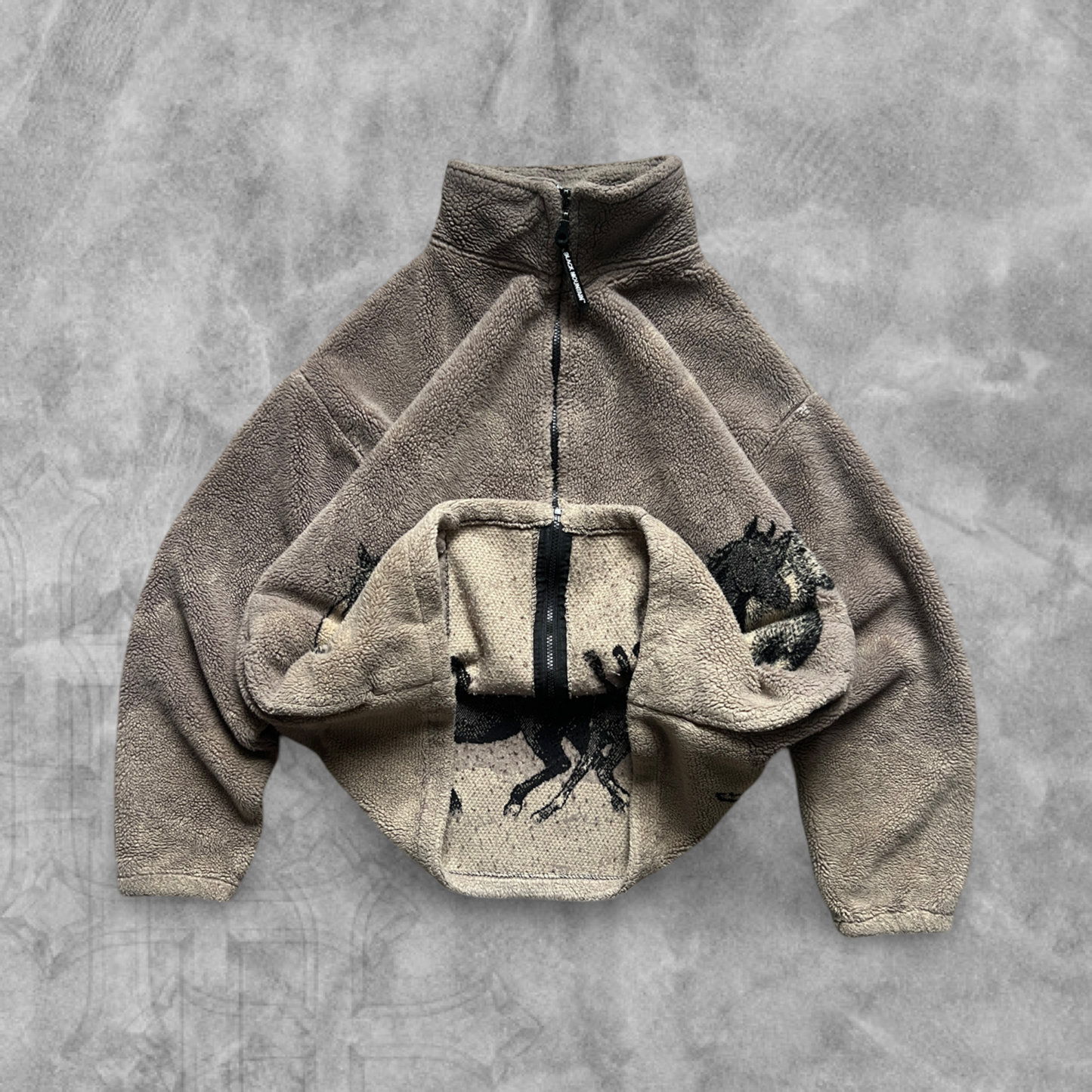 Brown Black Horse Fleece Jacket 1990s (M)