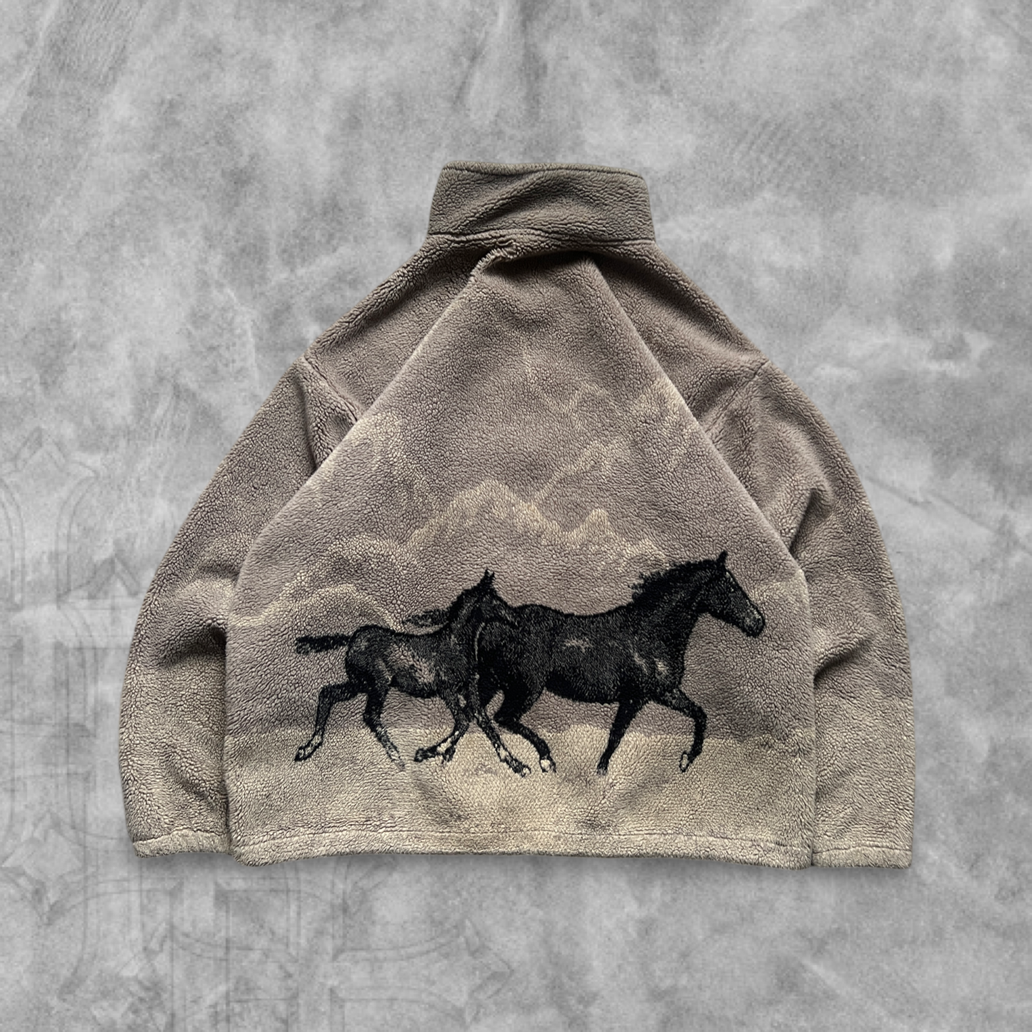 Brown Black Horse Fleece Jacket 1990s (M)