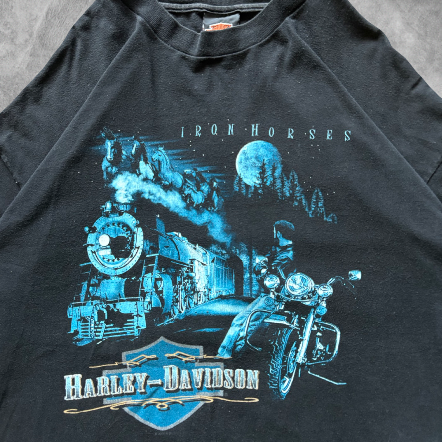 Black Iron Horses Harley Davison Shirt 1990s (XL)