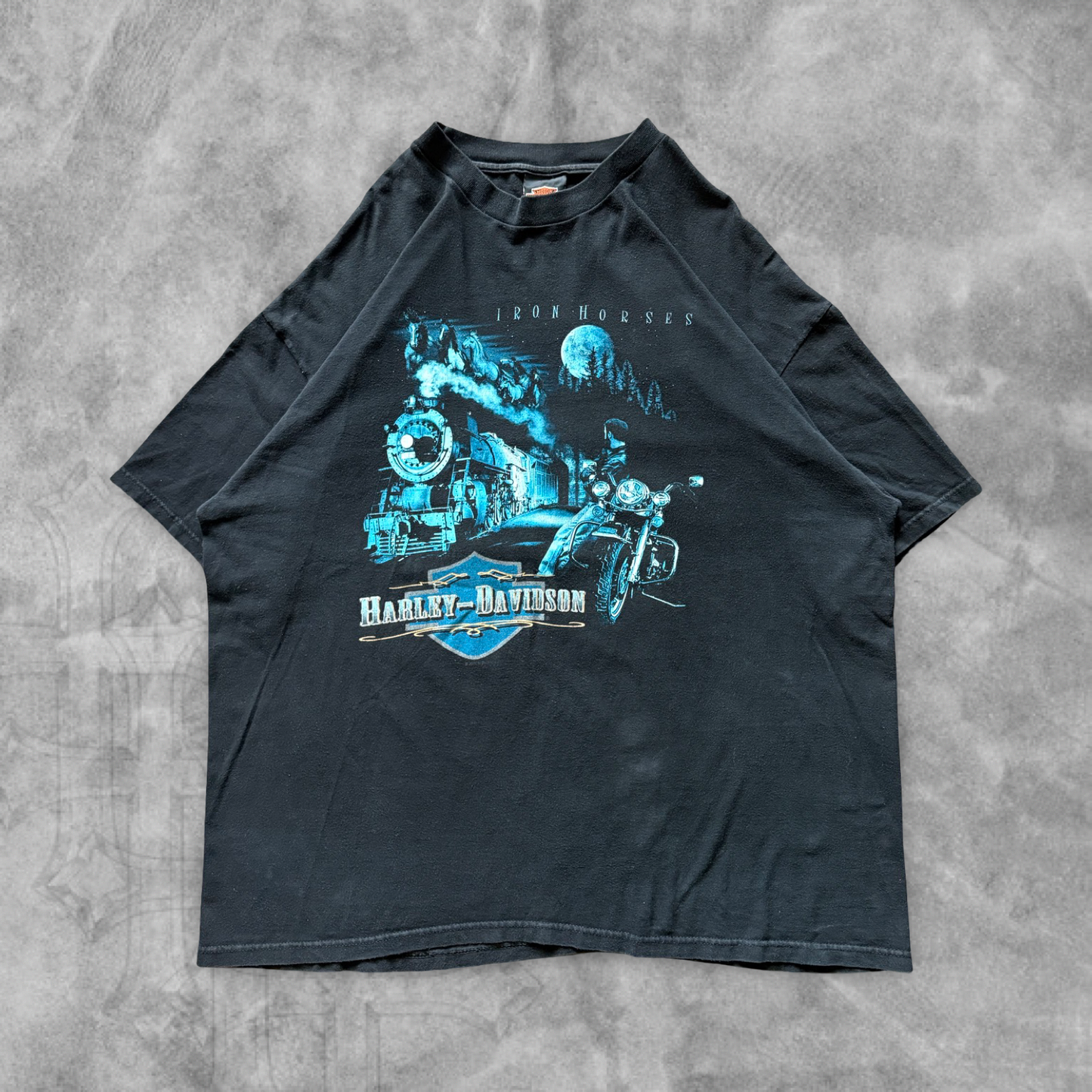 Black Iron Horses Harley Davison Shirt 1990s (XL)