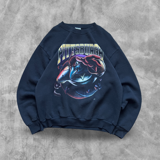 Faded Black Pittsburg Penguins Sweatshirt 1990s (M)