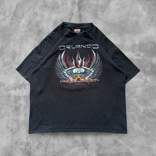 Black Orlando Harley Davidson Shirt 2000s (XL)