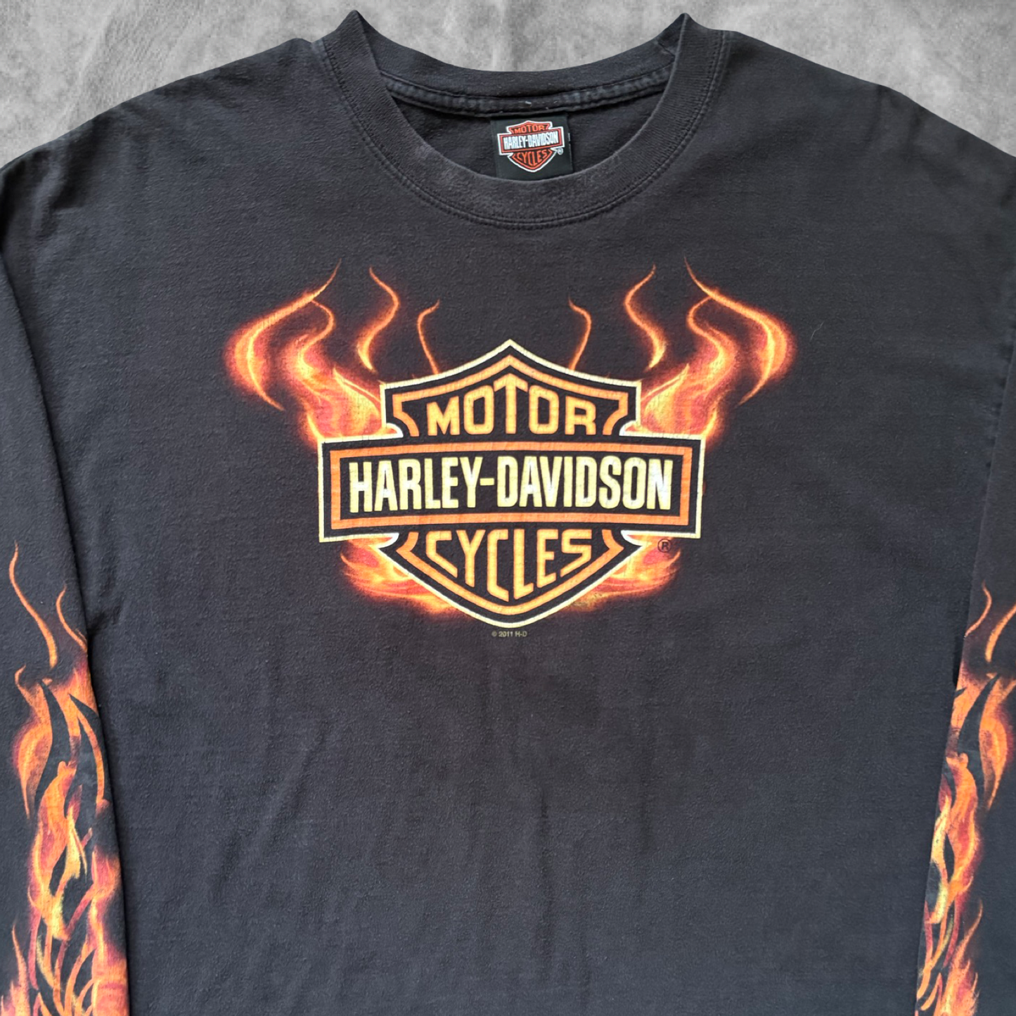 Black Harley Davison Flame Long Sleeve Shirt 2010s (L)