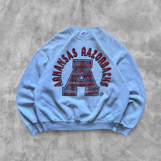 Heather Gray Arkansas Razorbacks Sweatshirt 1990s (L)