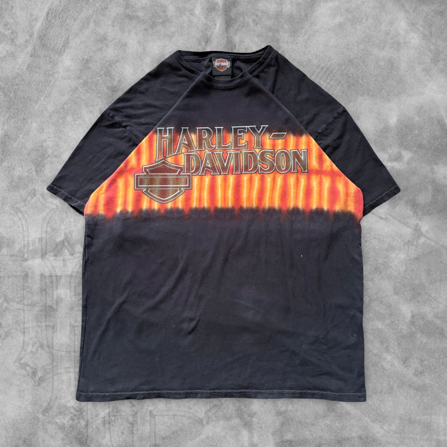 Black Harley Davison Flame Wrap Around Shirt 2000s (L)