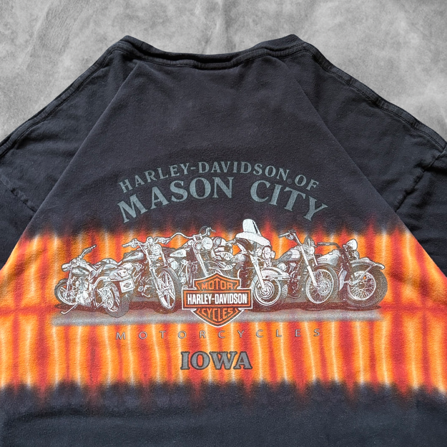 Black Harley Davison Flame Wrap Around Shirt 2000s (L)