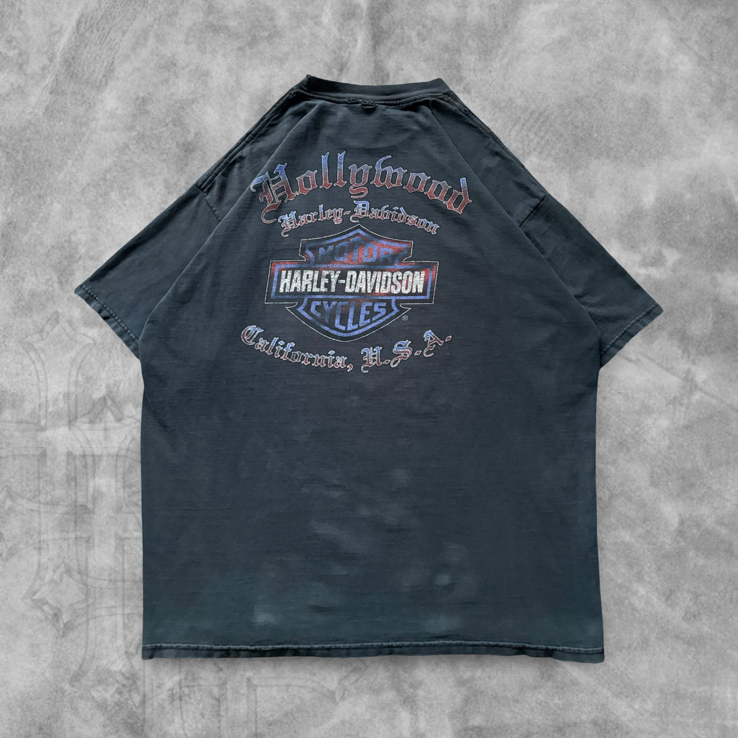 Faded Black Hollywood Harley Davison Shirt 1990s (XL)