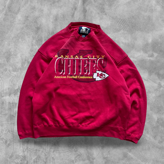 Faded Red Kansas City Chiefs Sweatshirt 1990s (XL)