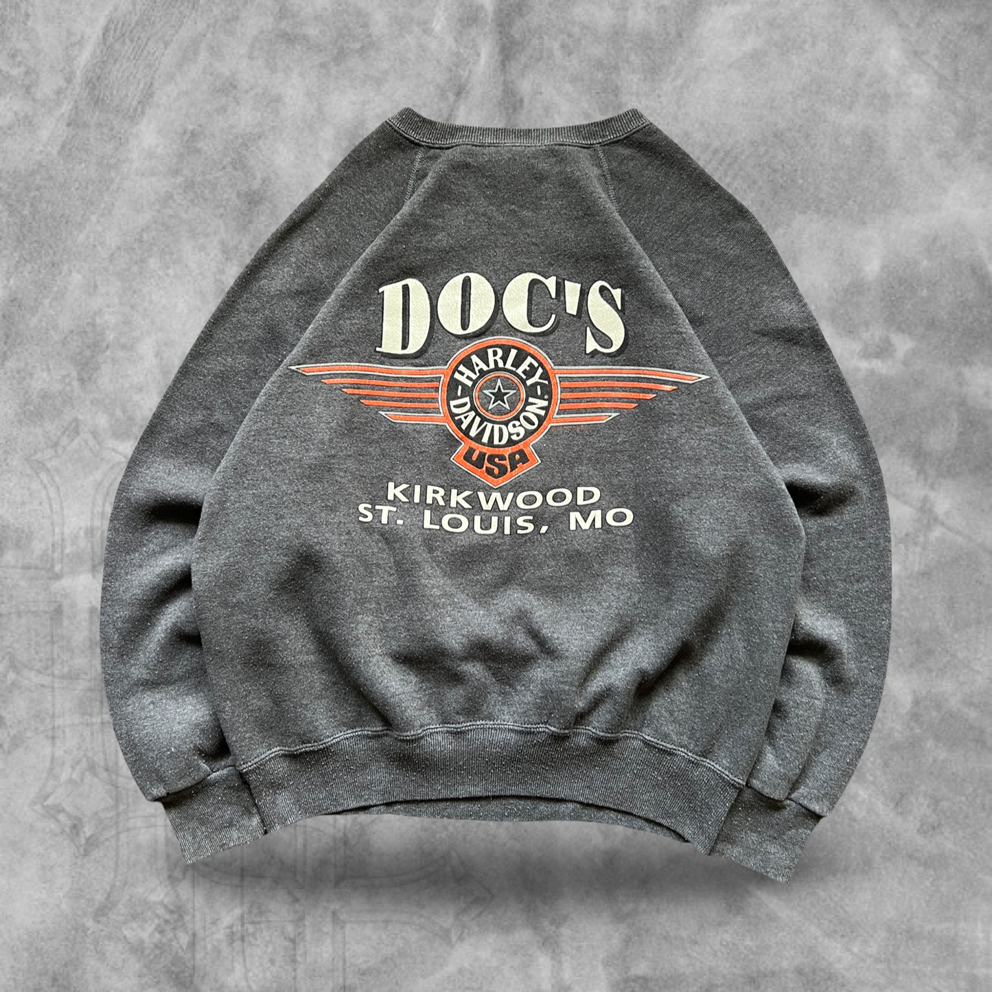 Faded Charcoal Gray Harley Davison Sweatshirt 1991 (S)