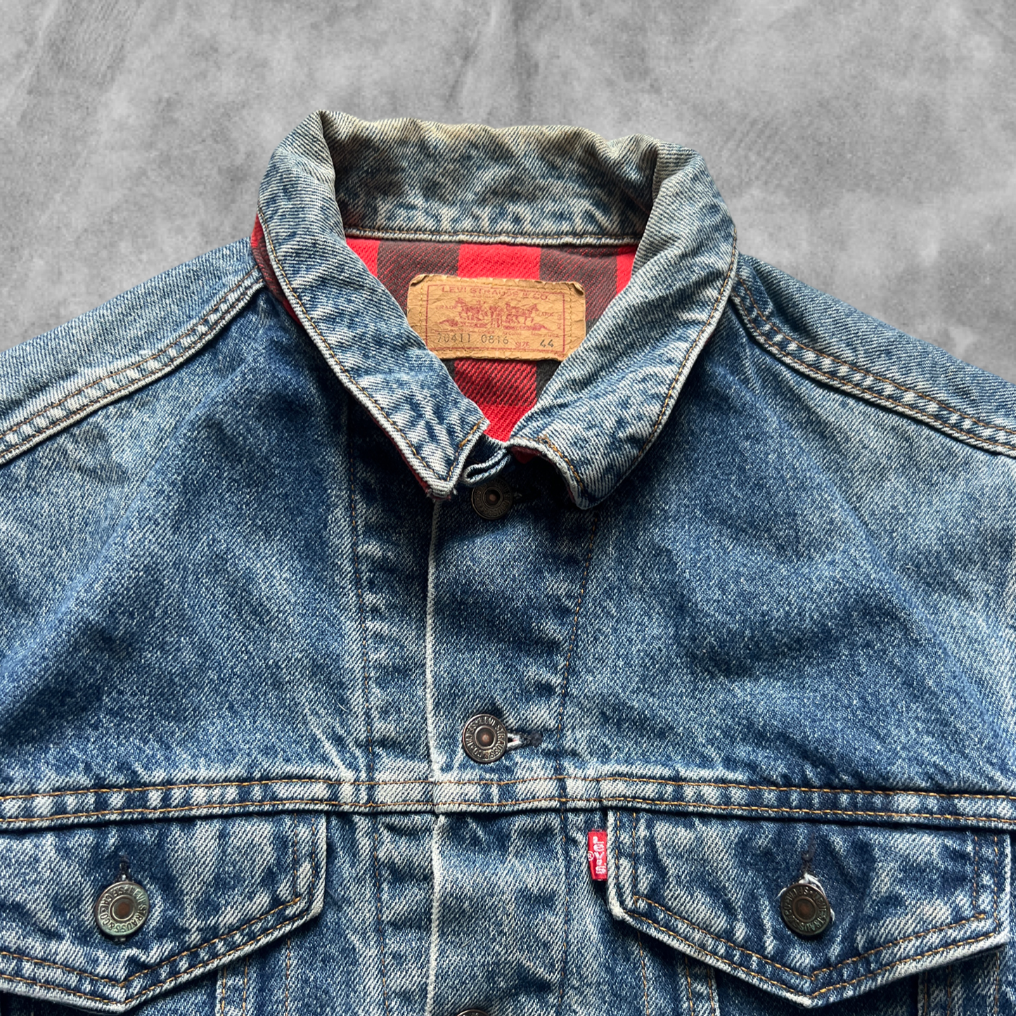 Faded Denim Levis Flannel Lined Trucker Jacket 1987 (S)
