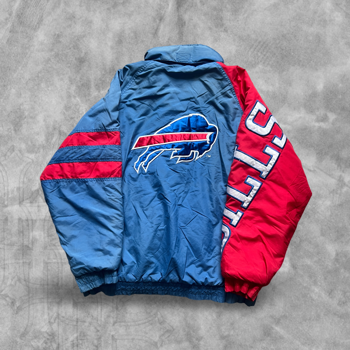 Faded Blue/Red Buffalo Bills Puffer Jacket 1990s (XL)