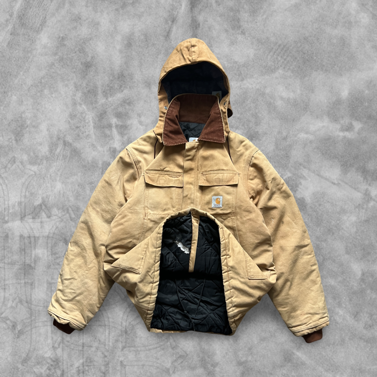 Camel Carhartt Hooded Active Jacket 1990s (M)