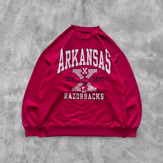 Faded Cherry Red Arkansas Razorbacks Sweatshirt 1990s (L)