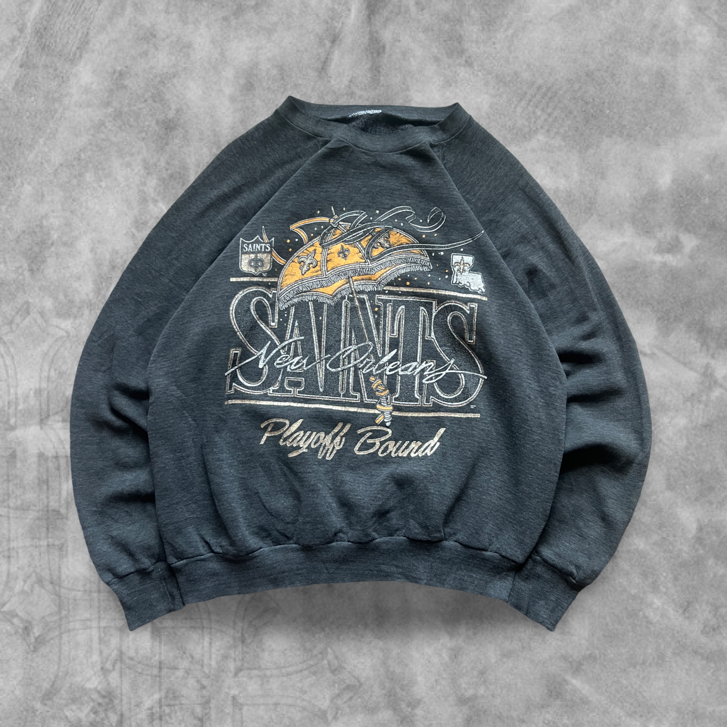 Charcoal Gray New Orleans Saints Sweatshirt 1987 (M)