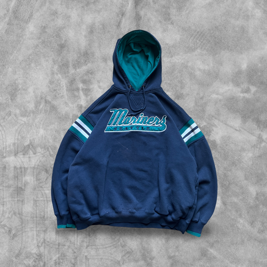 Navy Blue Seattle Mariners Hoodie 1990s (XL)