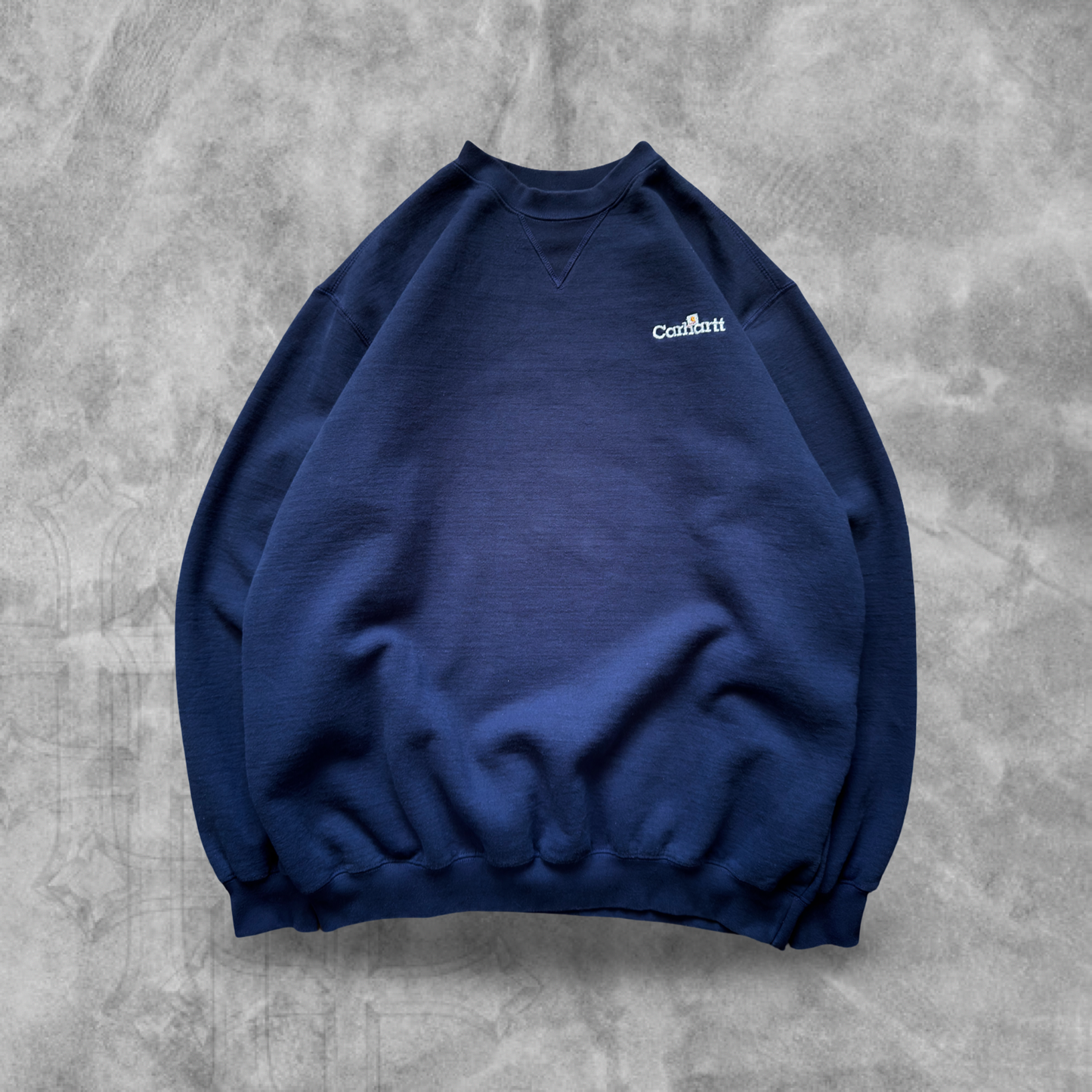 Navy Blue Carhartt Sweatshirt 1990s (XXL)
