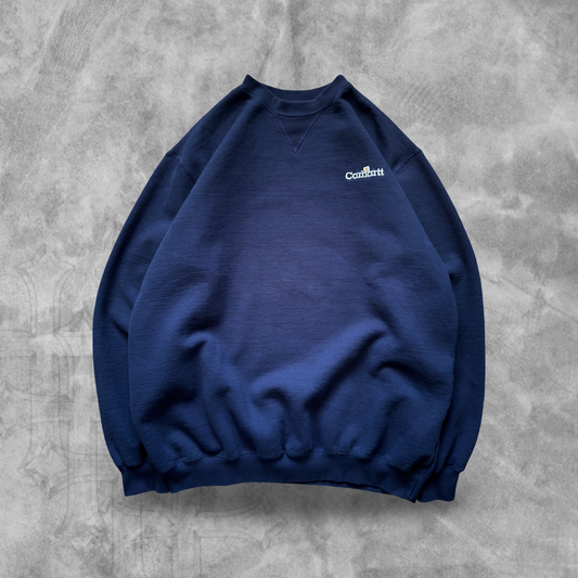 Navy Blue Carhartt Sweatshirt 1990s (XXL)