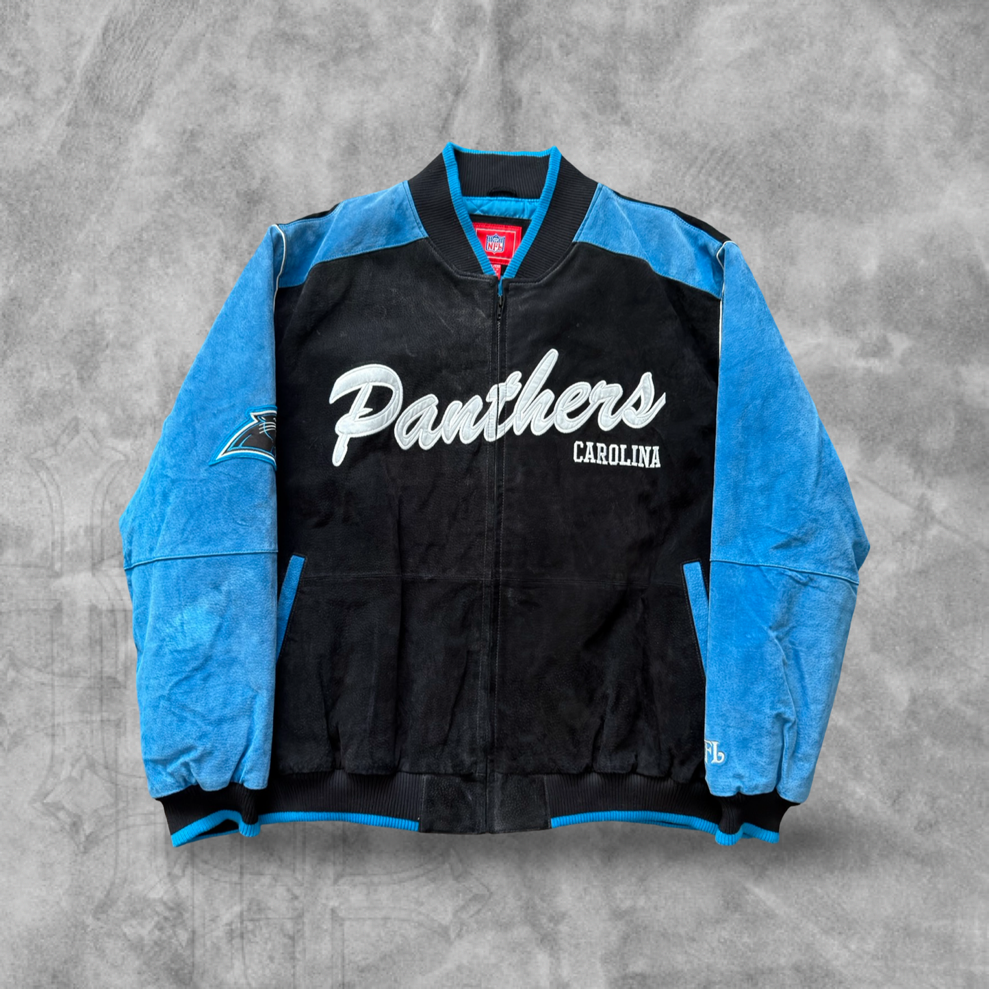 Black Suede Carolina Panthers Jacket 1998 (XL)