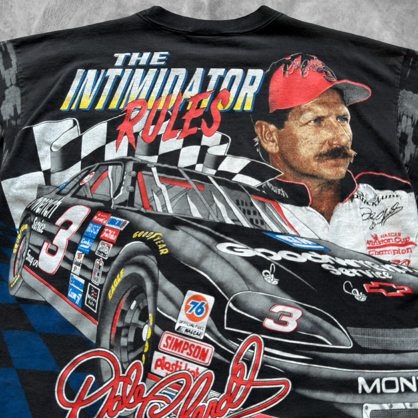 Black Dale Earnhardt All Over Print Shirt 1990s (XL)