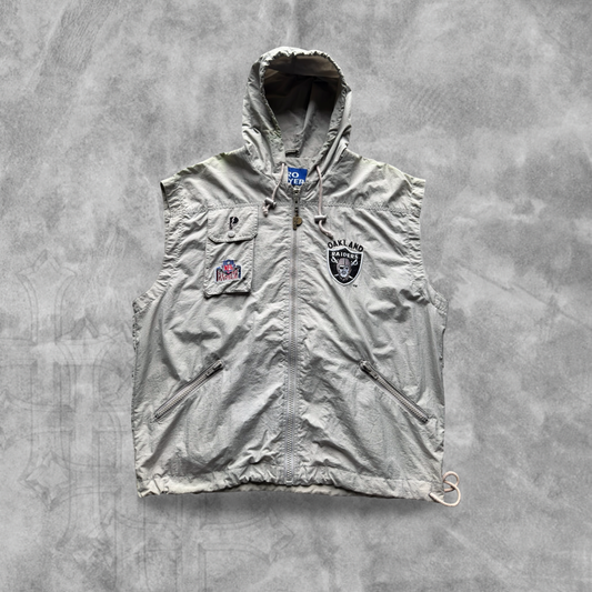 Gray Oakland Raiders Pro Player Pull Over Jacket 1990s (L)