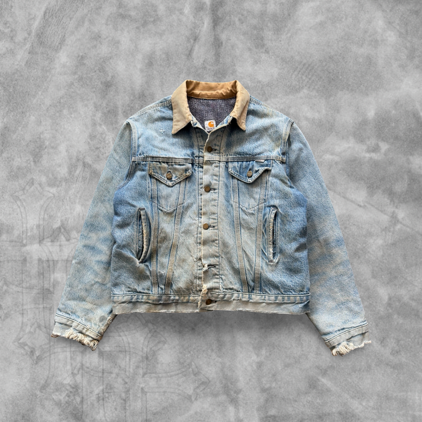 Faded Distressed Denim Carhartt Trucker Jacket 1990s (S)