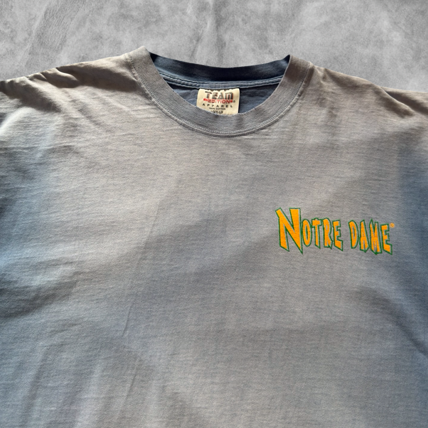 Faded Baby Blue Notre Dame Shirt 1990s (XL)