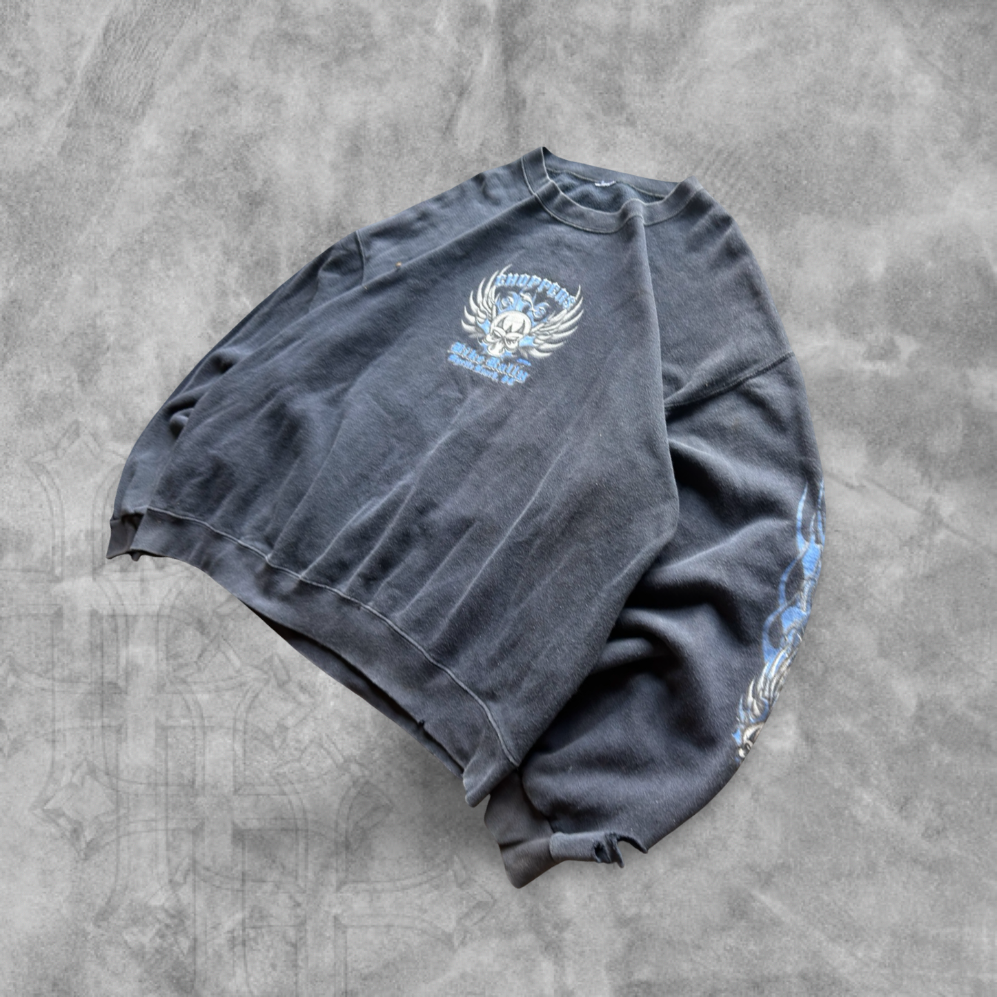 Faded Distressed Black Bike Week Choppers Sweatshirt 1990s