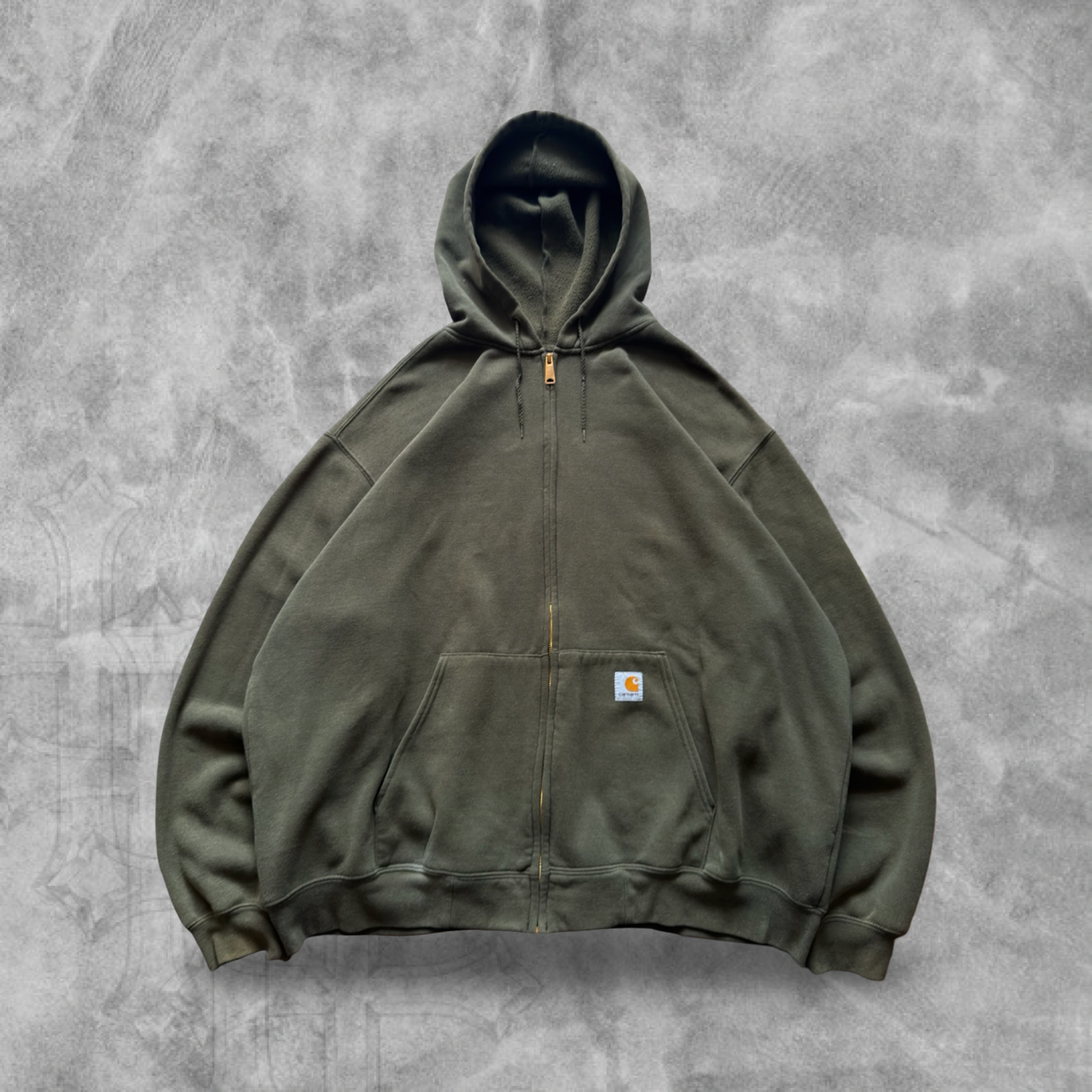 Olive Green Carhartt Hooded Jacket 1990s (XXL)