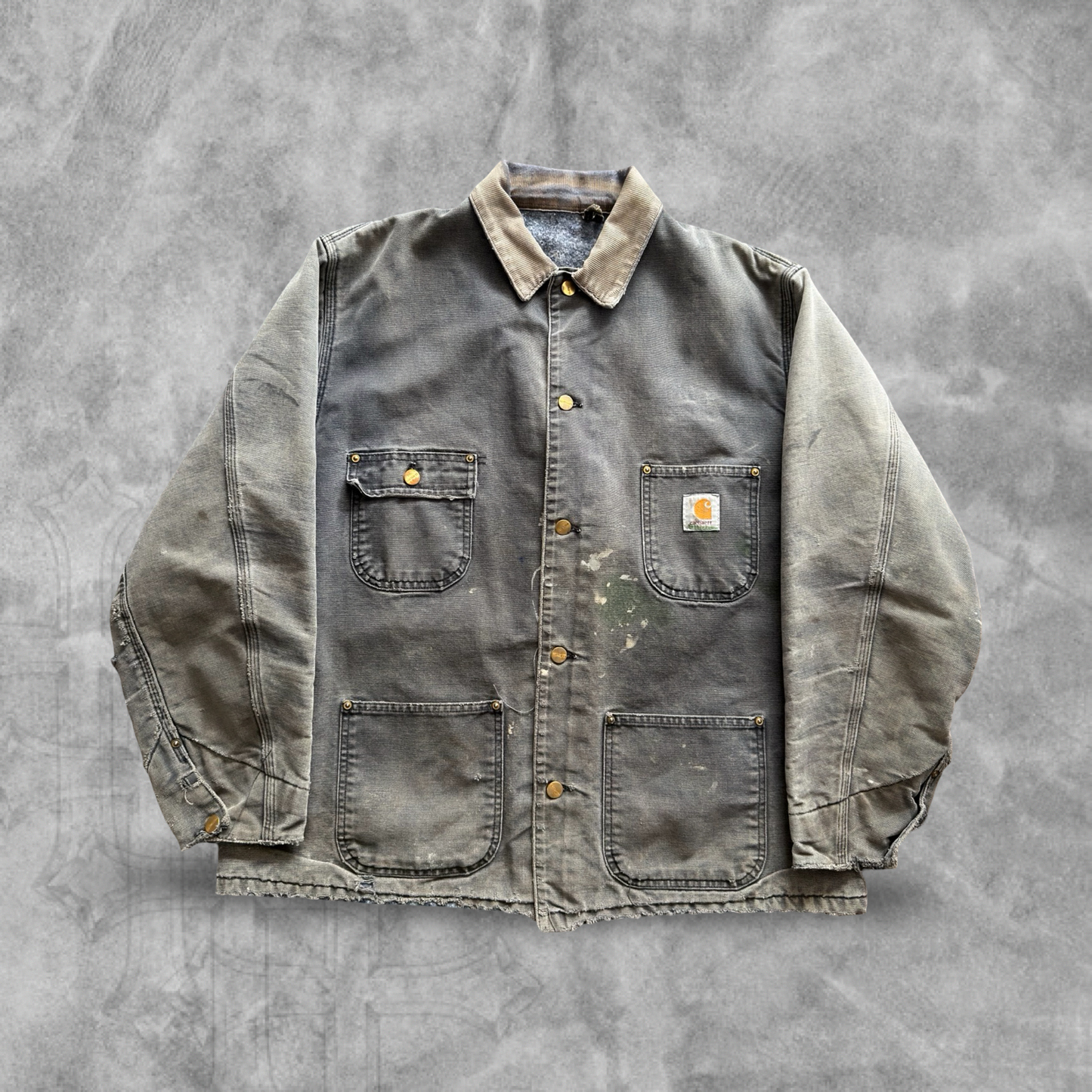 Faded Distressed Grey Carhartt Chore Jacket 1990s (L)
