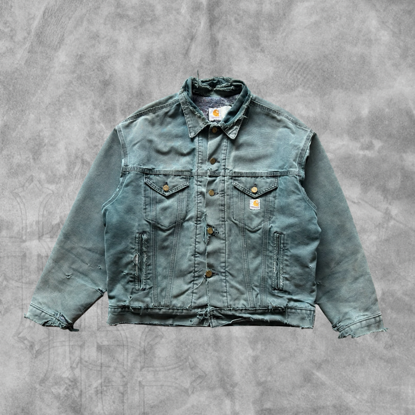 Faded Distressed Forrest Green Carhartt Trucker Jacket 1990s (M)