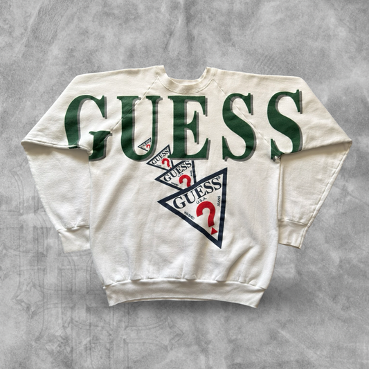 White Guess Jeans Spell Out Sweatshirt 1990s (L)
