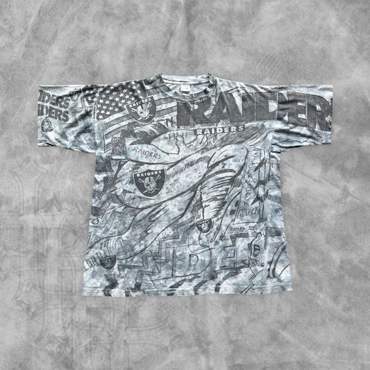Gray Oakland Raiders Silver and Black Attack Shirt 1990’s (L)